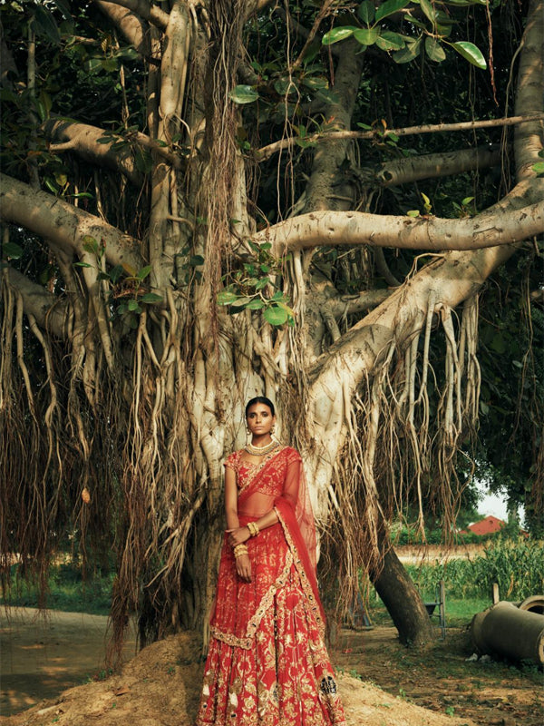 Sindoori Red silk lehenga