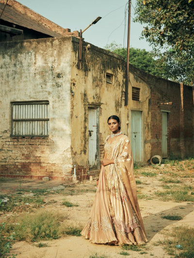 Silvery pink banarasi handwoven