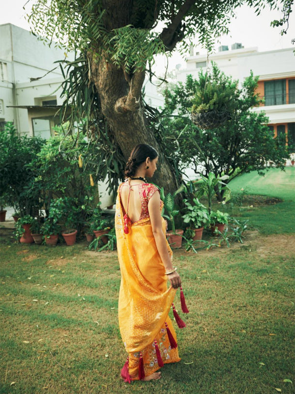 Tangerine Handloom chanderi Silk