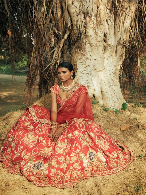 Sindoori Red silk lehenga