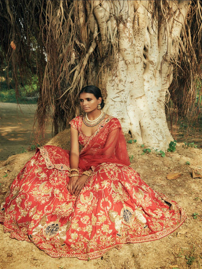 Sindoori Red silk lehenga